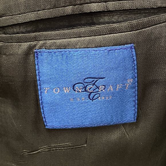 Towncraft 100% Shetland Wool Gray Herringbone Men 44L Blazer 2 Button Sport Coat - Picture 7 of 11